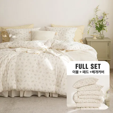 [K-LK풀세트] (패턴) 궁극의 부드러움 100% 모달 사계절 차렵이불+패드+베개커버
