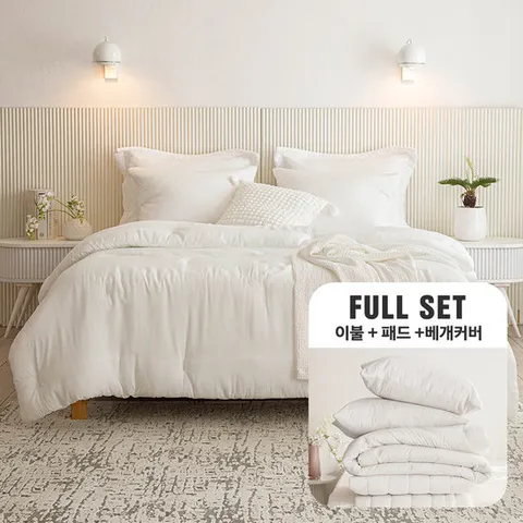 [SS풀세트] (솔리드) 궁극의 부드러움 100% 모달 사계절 차렵이불+패드+베개커버