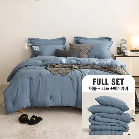 [K-LK풀세트] (솔리드) 궁극의 부드러움 100% 모달 사계절 차렵이불+패드+베개커버