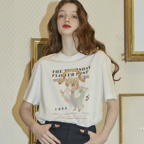 [ 롯데백화점 ][바이탈싸인] 플라워 포스트 티셔츠