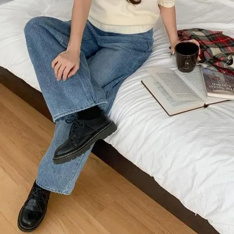 아트박스/옷자락 여자 보이프렌드핏 기모청바지 데님