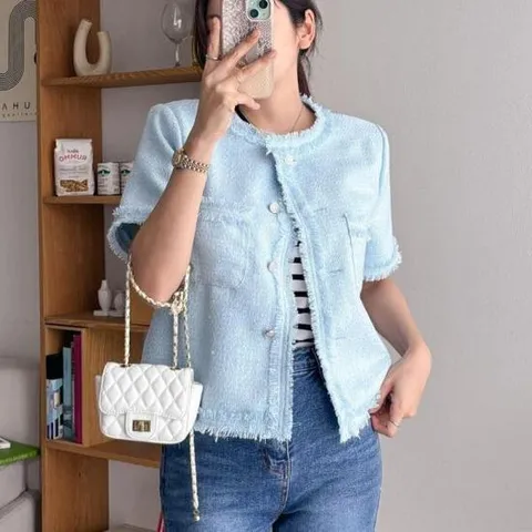 아트박스/옷자락 여자 여름 트위드자켓반팔 하객룩 자켓