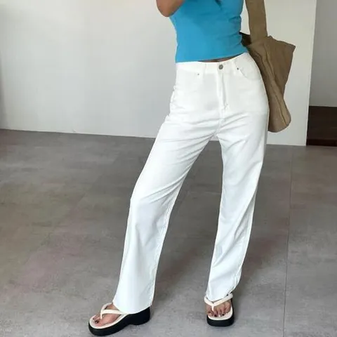 아트박스/옷자락 여자 여름 백바지 흰색 검정 일자 면바지