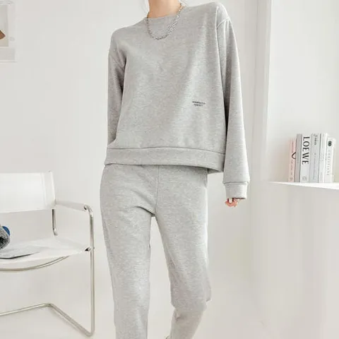 아트박스/옷자락 여자 하이웨스트 배기핏 맨투맨 세트