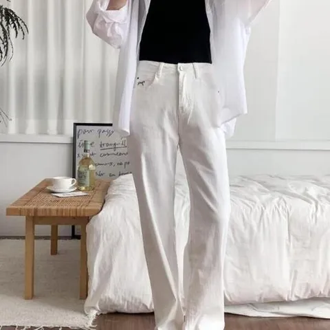 아트박스/옷자락 여자 여름 캐주얼 화이트 와이드 팬츠