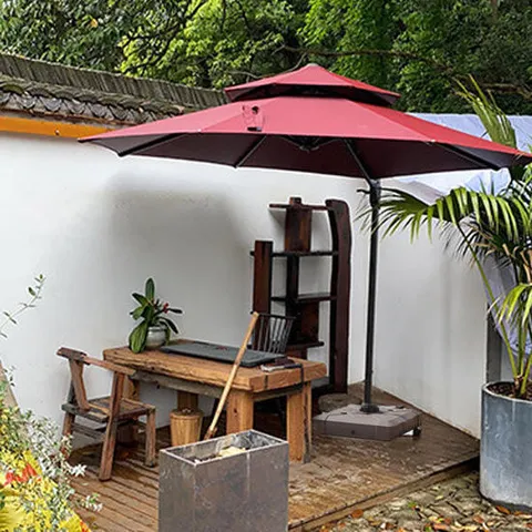 아트박스/위드마켓 고급형 태양광 각도조절 3m 대형 원형파라솔(