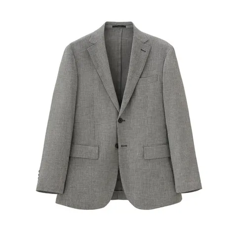 [ 롯데백화점 ][맨잇슈트]25 봄 여름 특가 시원하고 구김없는 마이크로 체크 그레이 린넨 클래식 재킷