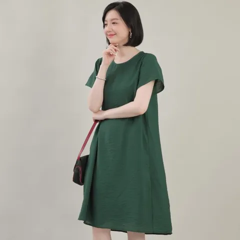 [애비뉴투지]쿨링 인견 여성 여름 반팔 얇은 롱 원피스 K06323