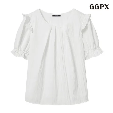 [GGPX]핀턱 벌룬 반팔블라우스 (GPBBA051D)