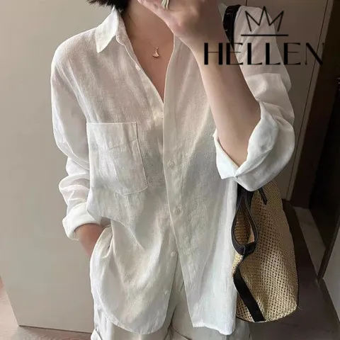 [헬렌] 휴가룩 살안타템 화이트 린넨 셔츠 킨더린넨셔츠 B-372