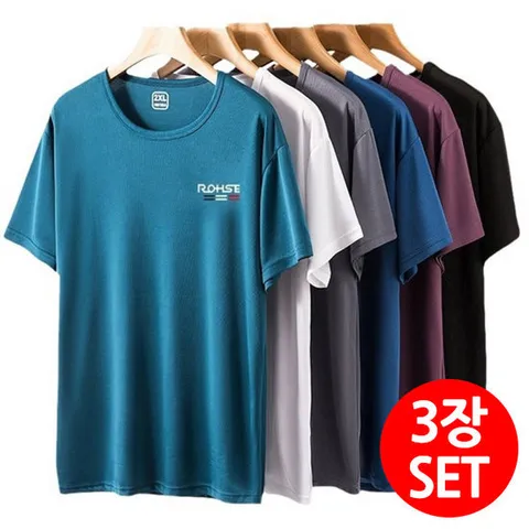 3장세트 여름 냉감 라운드 반팔티셔츠 아이스 등산 반팔티 쿨링티셔츠 스포츠 기능성