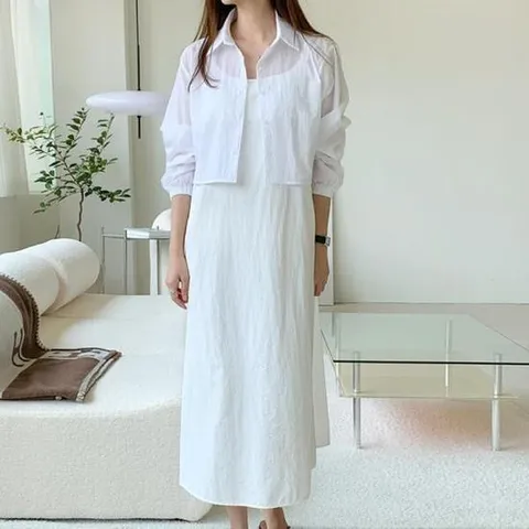 아트박스/옷자락 여자 여름 나일론 시보리 장마룩 흰 남방