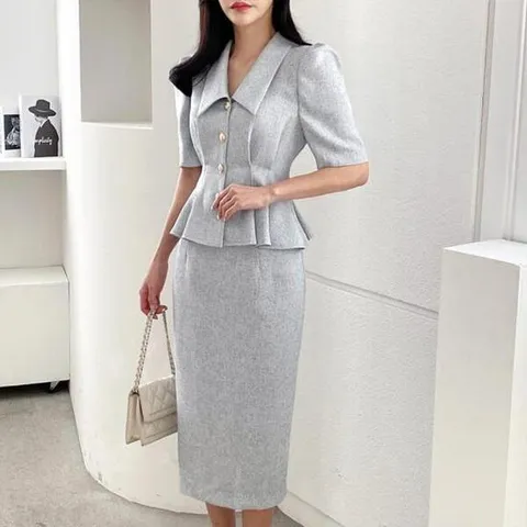 아트박스/옷자락 여자 여름 하객룩 셋업 트위드 반팔 자켓