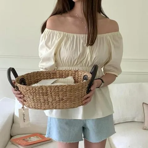 아트박스/옷자락 여자 오프숄더 벌룬 소매 반팔 블라우스