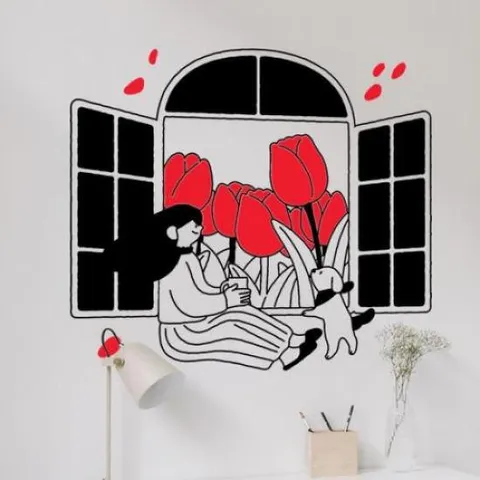 아트박스/꾸밈 gb638-튤립가득한곳(2톤)_그래픽스티커