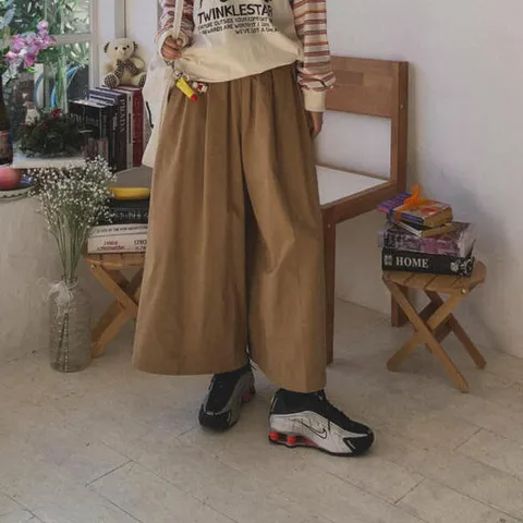 아트박스/더바디시크릿 루즈핏 편안한 밴딩 플리츠 와이드 바지