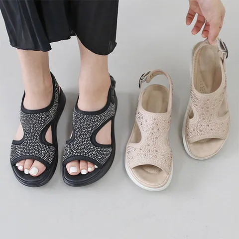 발편한 큐빅 쿠션 통굽 샌들 (3.5cm) 소아르