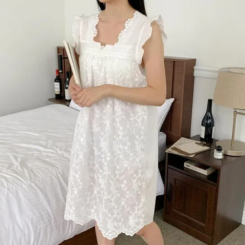 아트박스/앤코튼 럭스플라워 입체자수 나시 원피스 홈웨어 실내