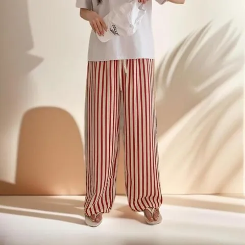 아트박스/더바디시크릿 루즈핏 스트라이프 여성밴딩 와이드바지