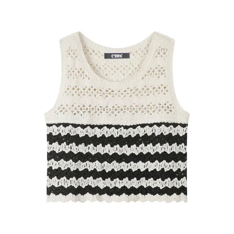 [CMT] 크로셰 스트라이프 니트 베스트_TSAMSW012