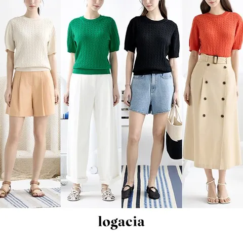 로가시아 세인트 케이블 반팔 니트 4종