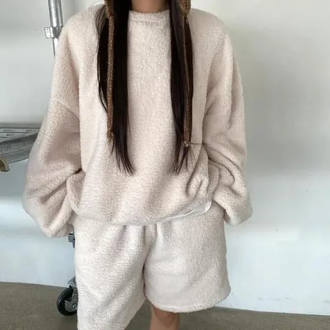 아트박스/다잇템 여자 맨투맨 보아털 캐쥬얼 세트