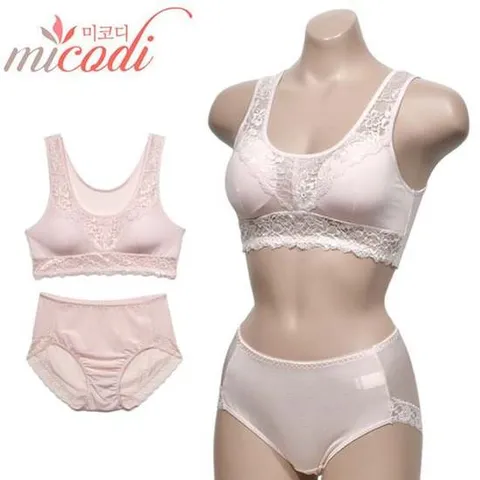 심리스브라 su 레이스 디자인 풍기인견 탑 브라팬티세트