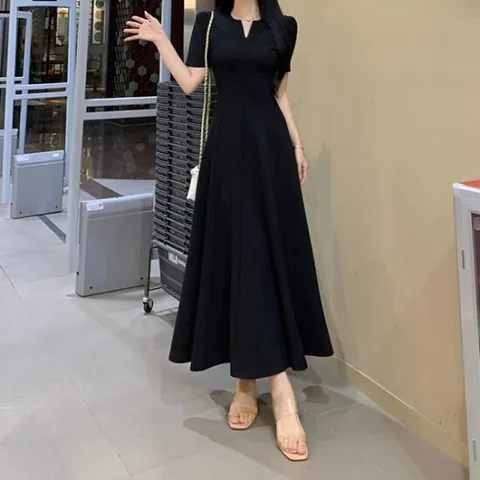 [아리엘스타일]빅사이즈 플레어핏 여름하객룩 블레코롱원피스