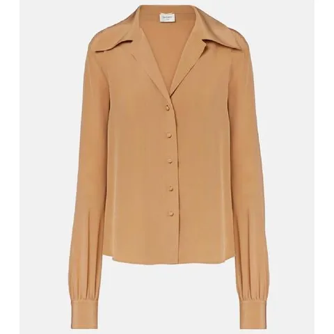 25 FW 생로랑 실크 크레이프 드 신 블라우스  TP558467463