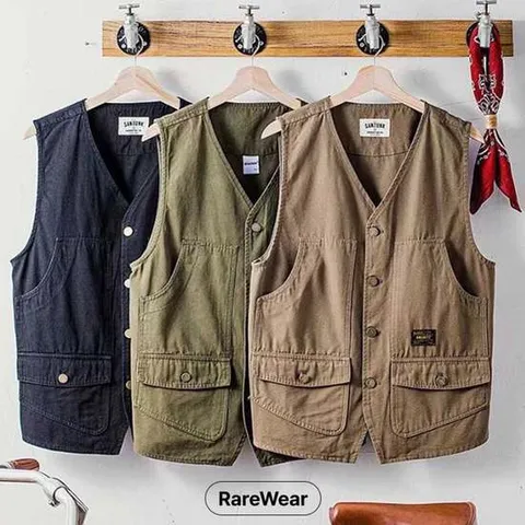 레어웨어 여름 빈티지 포켓 베스트 조끼 남자 등산