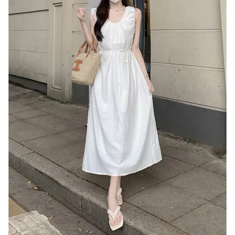 [휴드]셀렌티 비치 화이트 민소매 원피스
