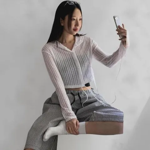 아트박스/옷자락 여성 여름 시스루 린넨 짧은 가디건