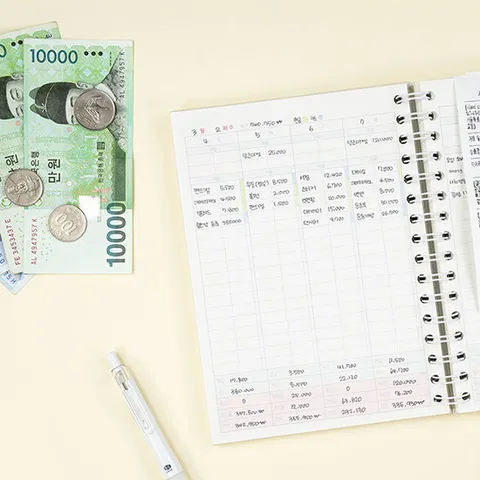 핑크풋 만년 가계부 (12개월) 캐시북 캘린더 월급 통장 가계부 금전출납부