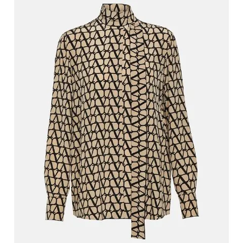 25 FW 발렌티노 Toile Iconographe 실크 크레이프 드 신 블라우스 TP554620601