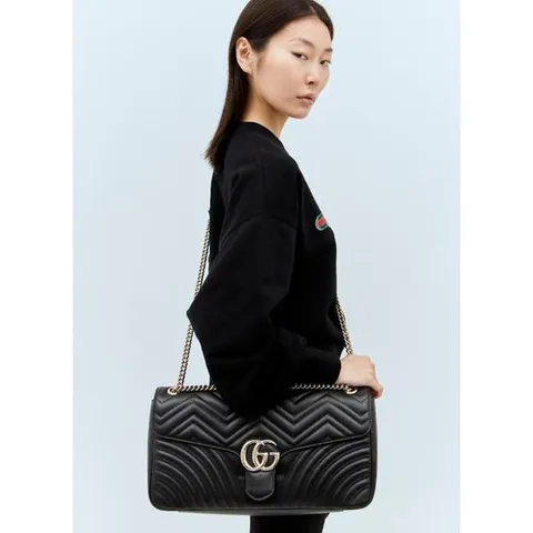 25 FW 구찌 여성 GG 마몽트 미디엄 숄더백 guc0257147blk