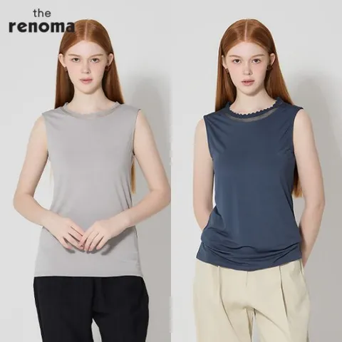 레노마  물결넥 민소매 티셔츠