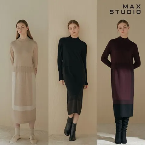 [막스스튜디오][막스스튜디오] 여성 모크넥 니트 립 원피스 3종
