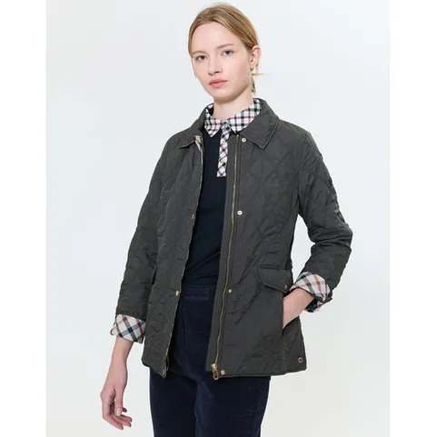 닥스 골프 여성 24FW 스테디셀러로고 패치 퀼팅 점퍼 (KHAKI) WNJU4D700K3