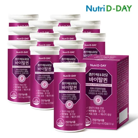 뉴트리디데이 갱년기 여성 & 유산균 바이탈퀸 60캡슐 x 12개 총12개월분