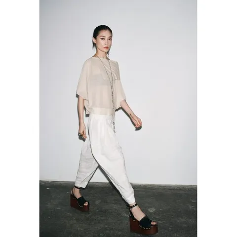 자라 재팬 플레인 니트 레이어드 탑 3456 003 샌드