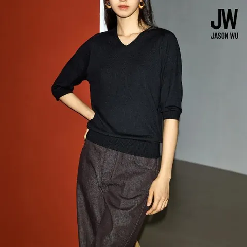 제이슨우 25FW Alma V넥 실크 홀가먼트 니트 3종