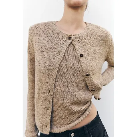 자라 재팬 러스틱 니트 자켓 2893 026 샌드/브라운