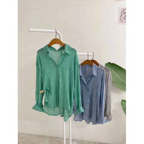 허니제이 / 브리엘 체크 요루 썸머 긴팔 셔츠(3color)