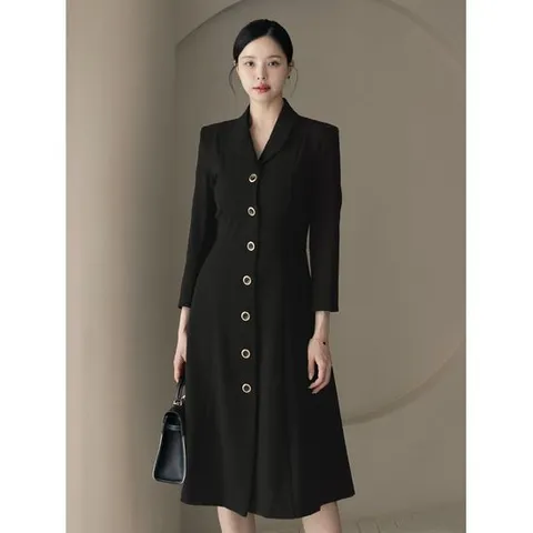 [시크라인](~XXL까지) 더블카라 허리끈 플레어 원피스 봄 가을 하객룩 오피스룩 데이트 모임 미시 빅사이즈