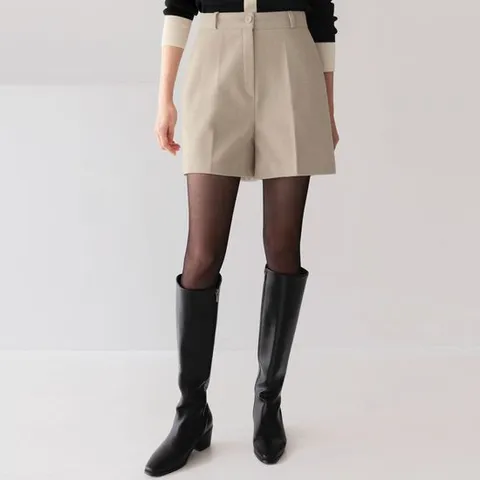 [시크라인](~XXL까지) 하이웨스트 모직 하프팬츠 하객룩 오피스룩 엄마옷 간절기착장 ootd 30대 40대 50