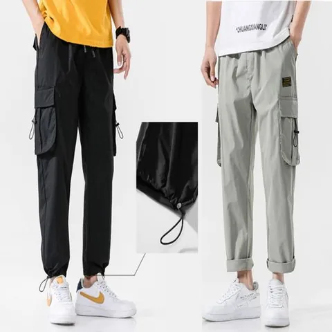 남자 카고 스트링 조거팬츠 바스락 여름 포켓 바지