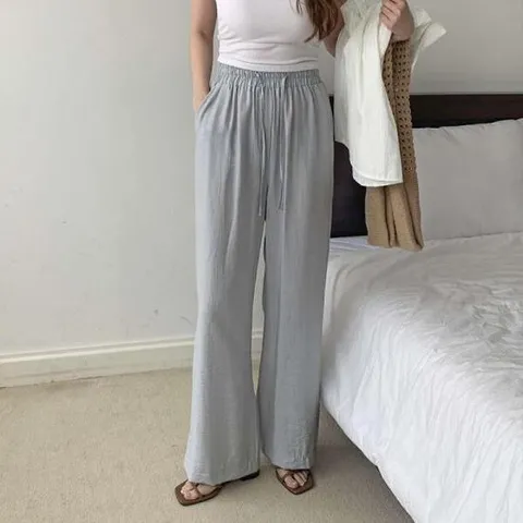 아트박스/옷자락 여자 심플 린넨 나일론 와이드 팬츠