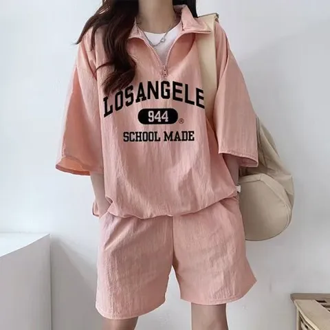 이쁘다 로스 반집업 반팔 반바지 set