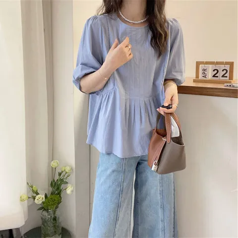 [코코에보니]핀턱블라우스 펀칭핀턱블라우스/BL-512