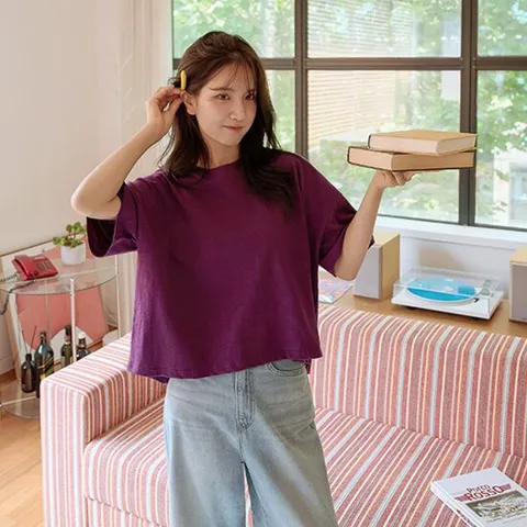 [저스트원] 낙낙한 슬라브 이지 반팔티